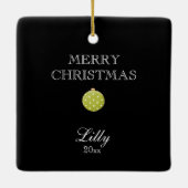 サンタ格言グリーンオーナメント編集可能クリスマス セラミックオーナメント (裏面)