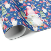 サンタ格言フォーホリデーズクリスマスパターンブルー ラッピングペーパー (ロールコーナー)