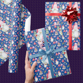 サンタ格言フォーホリデーズクリスマスパターンブルー ラッピングペーパー