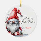 サンタ格言ベビーの初めてのクリスマス写真 セラミックオーナメント (正面)