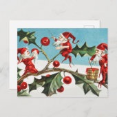 サンタ格言絵画のヒイラギの実 ポストカード (正面/裏面)