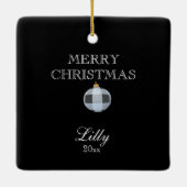 サンタ格言JOY名前&デイトスクエアクリスマス セラミックオーナメント (裏面)