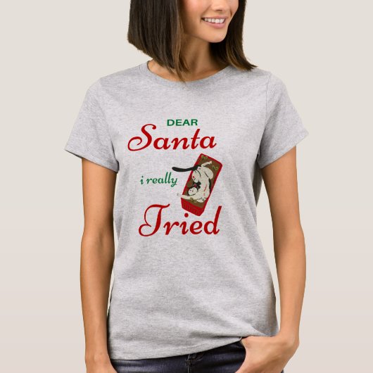 サンタ様へ悪い子ネコTシャツ 女性用 Tシャツ (正面)