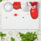 サンタ漫画かわいい覗きキャラクター©ブルーダークアート キッチンタオル (折り畳み)