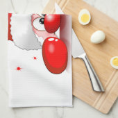 サンタ漫画かわいい覗きキャラクター©ブルーダークアート キッチンタオル (四つ折り)