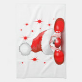 サンタ漫画かわいい覗きキャラクター©ブルーダークアート キッチンタオル (縦)