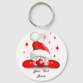 サンタ漫画かわいい覗きキャラクター©ブルーダークアート キーホルダー (正面)