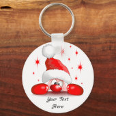 サンタ漫画かわいい覗きキャラクター©ブルーダークアート キーホルダー (正面)