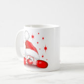 サンタ漫画かわいい覗きキャラクター©ブルーダークアート コーヒーマグカップ (正面左)