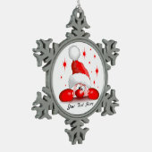 サンタ漫画かわいい覗きキャラクター©ブルーダークアート スノーフレークピューターオーナメント (左)