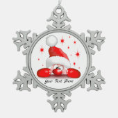 サンタ漫画かわいい覗きキャラクター©ブルーダークアート スノーフレークピューターオーナメント (正面)