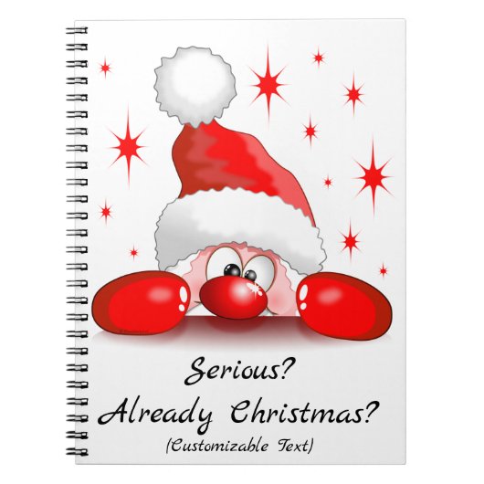 サンタ漫画かわいい覗きキャラクター©ブルーダークアート ノートブック (正面)