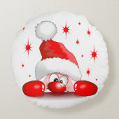 サンタ漫画かわいい覗きキャラクター©ブルーダークアート ラウンドクッション (裏面)