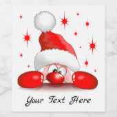 サンタ漫画かわいい覗きキャラクター©ブルーダークアート ワインラベル (シングルラベル)