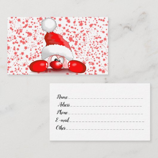サンタ漫画かわいい覗きキャラクター©ブルーダークアート 名刺 (正面/裏面)