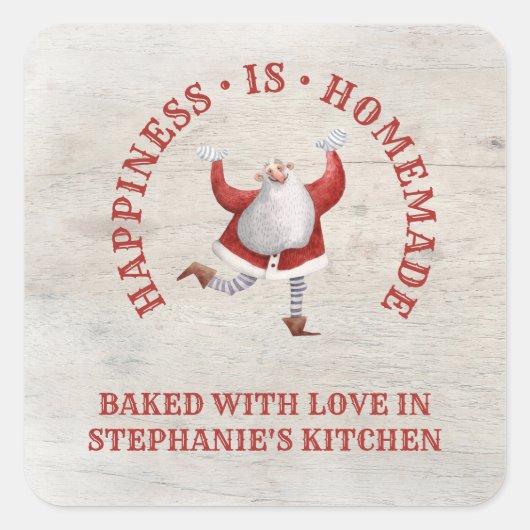 サンタ焼いた自家製ラブクリスマス スクエアシール (正面)