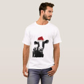 サンタ牛-サンタの帽子を身に着けている乳牛 Tシャツ (正面フル)