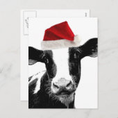 サンタ牛 – サンタ帽子をかぶった乳牛 シーズンポストカード (正面/裏面)