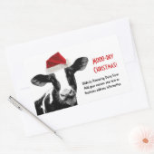 サンタ牛 – サンタ帽子をかぶった乳牛 長方形シール (封筒)