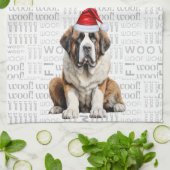 サンタ犬セントバーナードのクリスマスグッズ キッチンタオル (折り畳み)