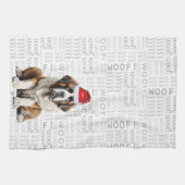 サンタ犬セントバーナードのクリスマスグッズ キッチンタオル (横)
