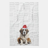 サンタ犬セントバーナードのクリスマスグッズ キッチンタオル (縦)