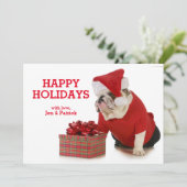 サンタ犬-サンタのように服を着る英国のブルドッグ シーズンカード (スタンド正面)