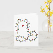 サンタ猫がクリスマスツリーに絡み合ったライツホリ カード (黄色い花)