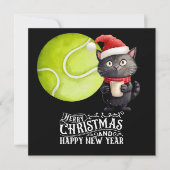 サンタ猫とテニスのクリスマス シーズンカード (正面)