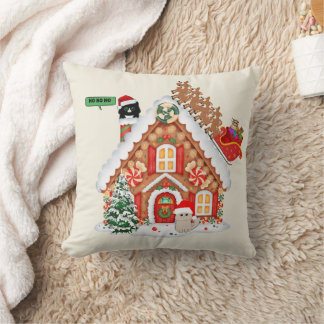 サンタ猫と友達が訪れるクリスマスのお祝い クッション