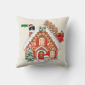 サンタ猫と友達が訪れるクリスマスのお祝い クッション (裏面)