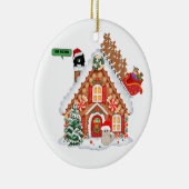 サンタ猫と友達が訪れるクリスマスのお祝い セラミックオーナメント (右)