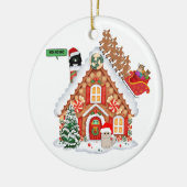 サンタ猫と友達が訪れるクリスマスのお祝い セラミックオーナメント (左)