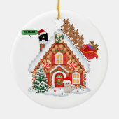 サンタ猫と友達が訪れるクリスマスのお祝い セラミックオーナメント (裏面)