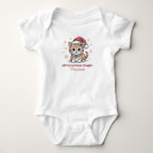 サンタ猫のかわいい初めてのクリスマスの服 ベビーボディスーツ (正面)