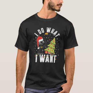 サンタ猫のクリスマスおもしろいPでユーモアを交わす Tシャツ