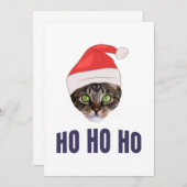 サンタ猫のサンタ帽子、ホホホ 招待状 (正面/裏面)