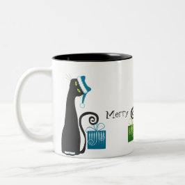 サンタ猫のマグ ツートーンマグカップ