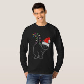 サンタ猫クリスマスカラーLedライトおもしろいクリスマス猫 Tシャツ (正面フル)