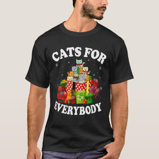 サンタ猫クリスマスツリー Tシャツ (正面)