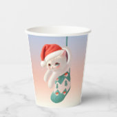 サンタ猫:クリスマスストッキングの中のバオバオアート 紙コップ (正面)