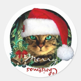 サンタ猫 メリークリスマス ステッカー