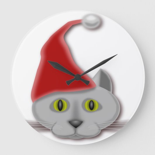 サンタ猫 ラージ壁時計 (正面)