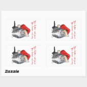 サンタ猫 – 外に出ない方がいい！ 長方形シール (シート)