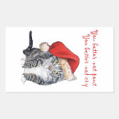 サンタ猫 – 外に出ない方がいい! 長方形シール (正面)