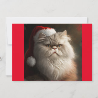 サンタ猫Tシャツ、クリスマスペルシャ猫 シーズンカード