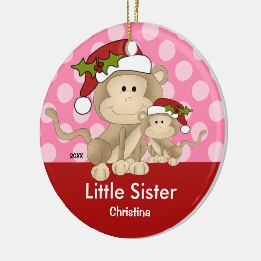 サンタ猿の妹のクリスマスのオーナメント セラミックオーナメント (左)