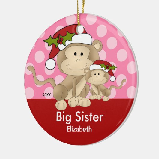 サンタ猿の姉のクリスマスのオーナメント セラミックオーナメント (左)