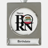 サンタ生まれクルーズ シルバープレートバナーオーナメント (正面)