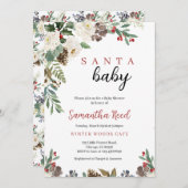 サンタ男女兼用ベビークリスマスベビーシャワー 招待状 (正面/裏面)